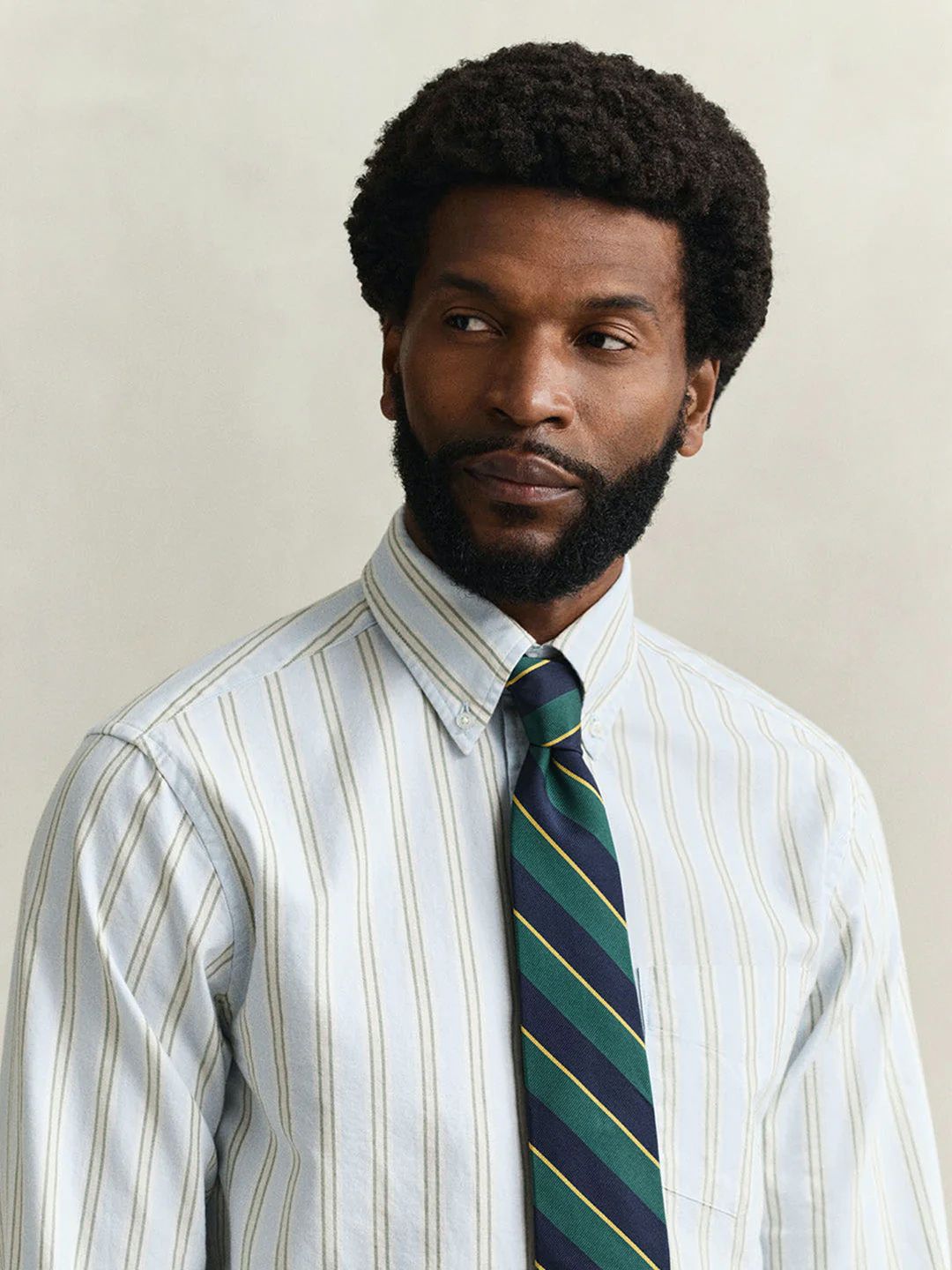 Men Blue Striped Regular Fit Oxford Shirt
