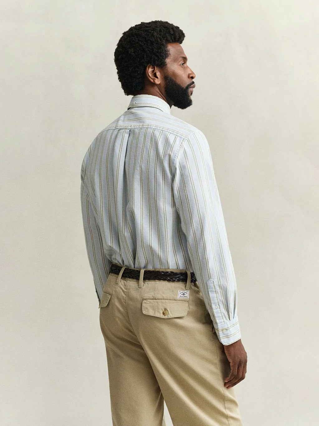 Men Blue Striped Regular Fit Oxford Shirt